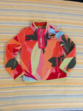 ⭐ Girls Vineyard Vines tropical print fleece pullover XS 5-6 (RARE PRINT!)